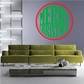 Christmas ornament text decal: red circle with green “MERRY CHRISTMAS” lettering