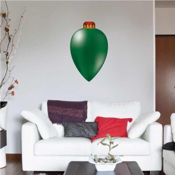 Green and red drop-shaped vinyl wall ornament sticker with glossy finish