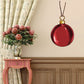 Red vinyl ornament bauble wall decal with gold cap and hanging black loop