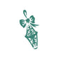 Teal diamond ornament wall decal with ribbon and ornate filigree pattern