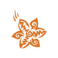 Abstract star vinyl wall decal, orange swirl ornament design