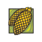 Colorful pinecone vinyl sticker with yellow-and-black grid pattern