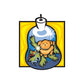 Colorful vinyl wall sticker of a cartoon puppy with wreath and candle