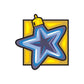Colorful vinyl wall sticker: blue star ornament with yellow frame and hanging loop