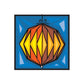 Vinyl ornament sticker with geometric diamond design in blue, orange, yellow, and black
