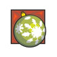 Round vinyl wall sticker with green center and white snowflake ornament design