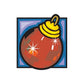 Round Christmas ornament vinyl sticker with red globe, yellow hook, and sparkles