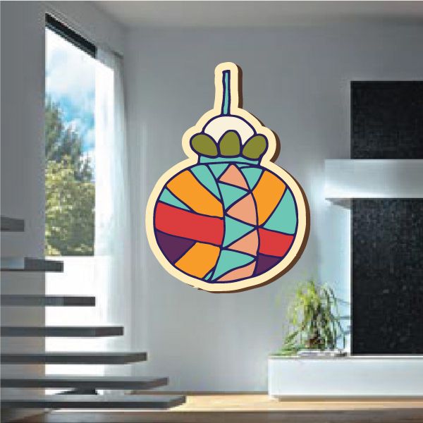 Abstract Christmas ornament vinyl wall sticker, multicolor geometric design