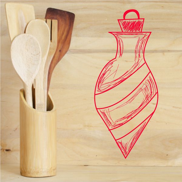 Abstract stripe drop Christmas ornament vinyl sticker with red line art