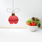 Hanging Christmas ornament decal, red and white striped ball with bow