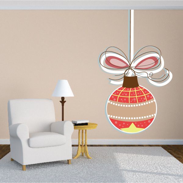 Image of Christmas Ornament with Ribbon Wall Decal - Vinyl Sticker - Car Sticker - IDCOLOR005
