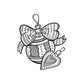 Heart ornament vinyl sticker with ribbon bow and scalloped heart outline, line art