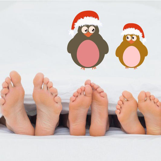 Image of Christmas Penguins with Santa Hat Sticker