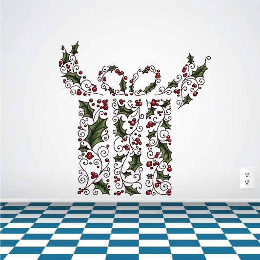 Image of Christmas Present Collage Mistletoe Theme Sticker