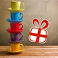 Christmas gift ornament decal with red ribbon and white box