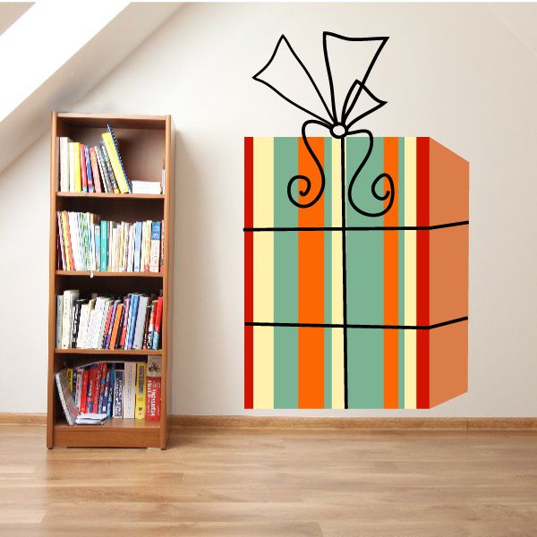 Image of Christmas Present with String Ribbon Sticker