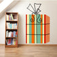 Colorful striped gift box sticker with ribbon bow