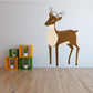 Standing reindeer wall sticker, brown with white belly and decorative antlers