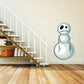 Sad snowman sticker with blue outline, large eyes, and white belly
