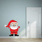 Christmas Santa cartoon sticker, red suit and hat, big eyes and white beard