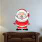 Cartoon Santa sticker wearing red suit and white beard with wide eyes