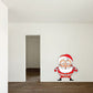 Cartoon Santa Claus sticker in red suit and hat, arms out in a ready pose
