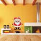 Santa shrugging wall sticker with red hat and white beard, cartoon face