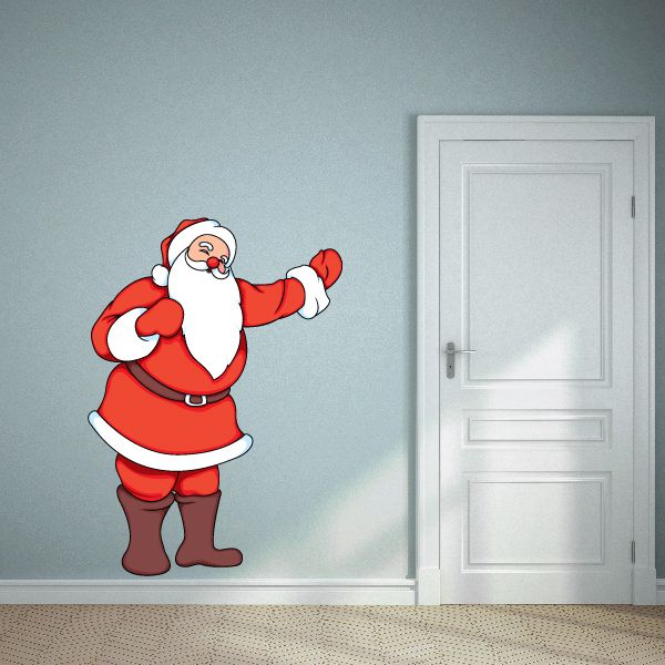 Image of Christmas Santa Standing Waving Sticker