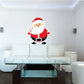 Christmas Santa face sticker with red hat and beard, staring forward