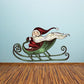 Santa Claus decal on green sled with long white beard and red hat