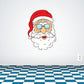 Santa sticker with red hat and round blue glasses