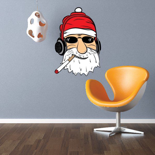 Image of Christmas Smoking Santa and Sunglasses Sticker