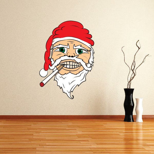 Image of Christmas Smoking Santa Grinning Sticker