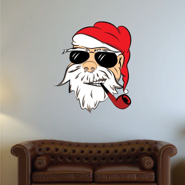 Image of Christmas Smoking Santa with Pipe Sticker