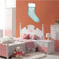 Christmas snowflake stocking wall sticker, blue with white snowflake detail