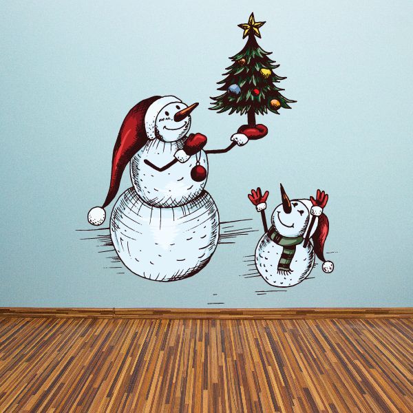 Image of Christmas Snowman Family Decal