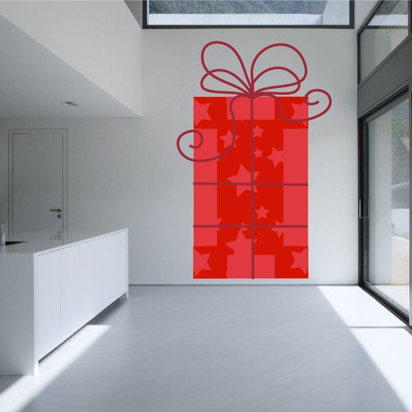 Image of Christmas Star Present String Ribbon Sticker