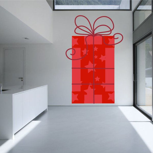 Image of Christmas Star Present String Ribbon Sticker