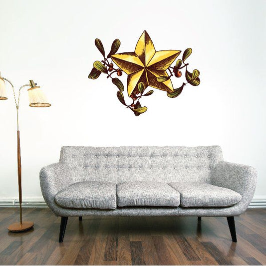 Image of Christmas Star with Mistletoe Printed Decal