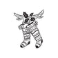 Mistletoe leaves decal with two black-and-white Christmas stockings