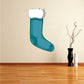 Round patch sticker shaped like a blue Christmas stocking with white cuff