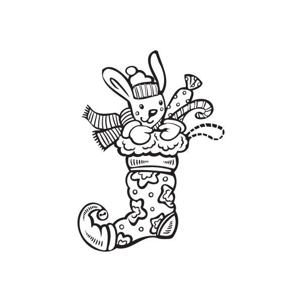 Image of Christmas Stocking with Toy Rabbit Decal