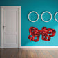 Christmas thick swirly ribbon sticker with red bow and white swirl rings