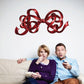 Christmas ribbon bow sticker with thin red swirls