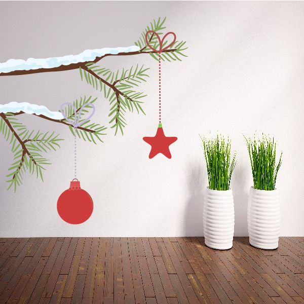 Image of Christmas Tree Branch Ornaments Wall Decal - Vinyl Sticker - Car Sticker - IDCOLOR061