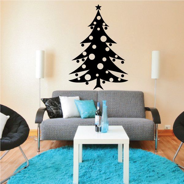 Image of Christmas Tree Decorated with Balls Decal