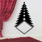 Christmas tree frame decal, black tree with white stars and diamond outline