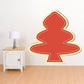 Christmas tree patch sticker, red fabric with white stitched border and cutout edges
