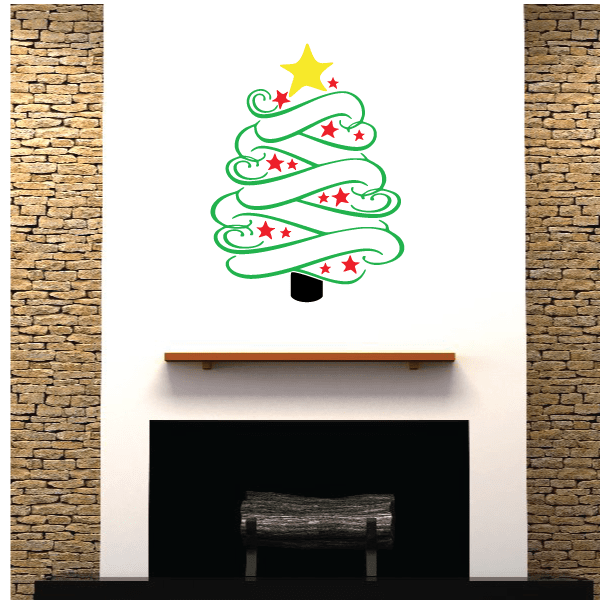 Image of Christmas Tree Printed Die Cut Decal