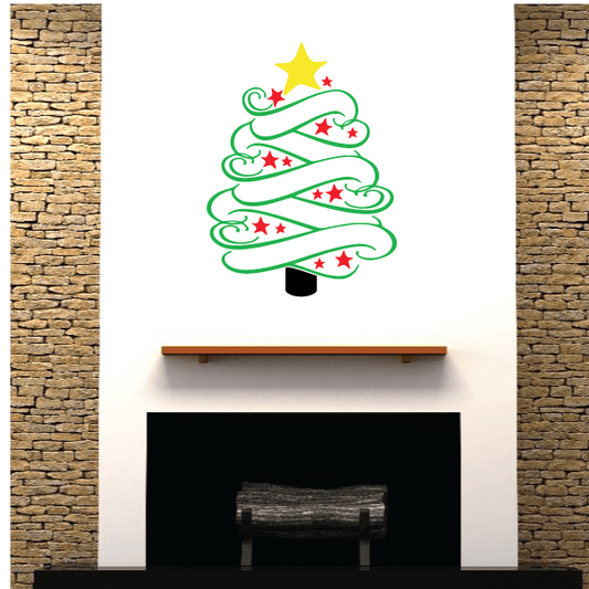 Image of Christmas Tree Printed Die Cut Decal